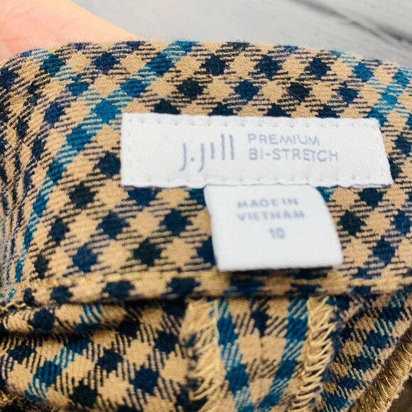 J Jill Womens Bi Stretch Dress Pant Multicolor Check Ankle Flat Front Size 10 - Picture 10 of 12